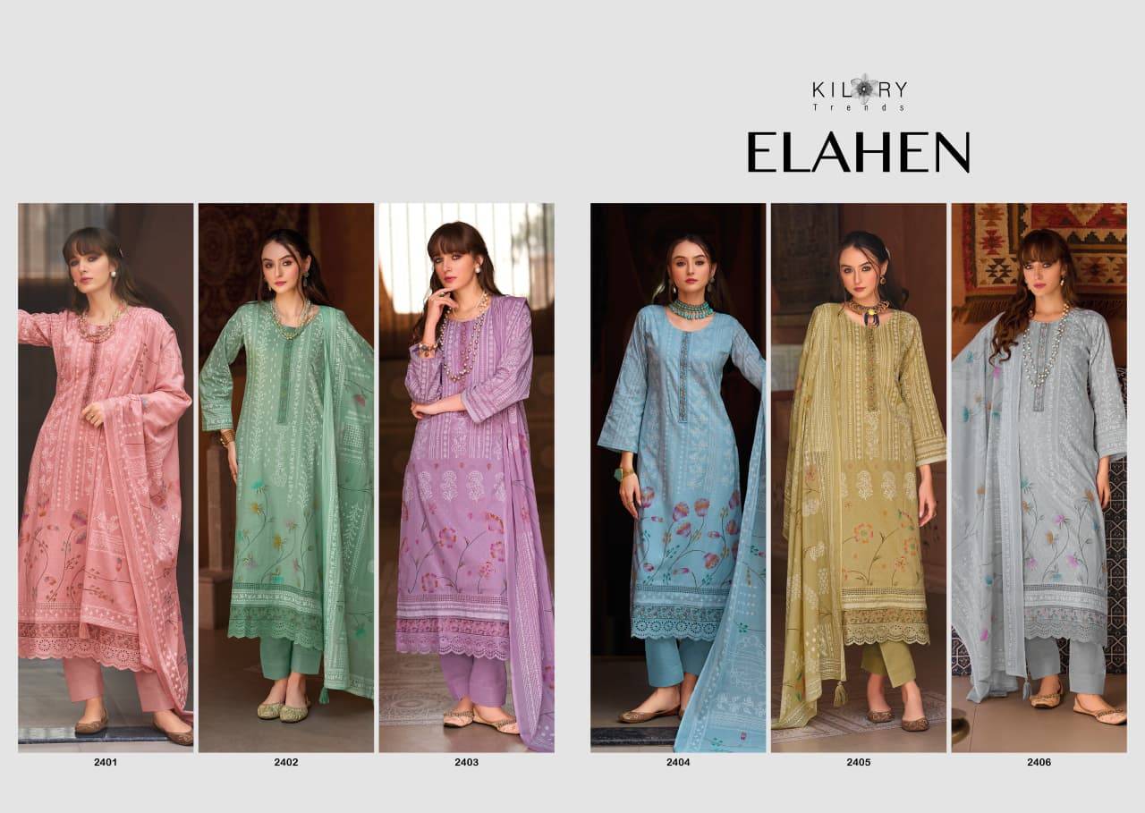 ELAHEN By KILORY TRENDS 2401 To 2406 Series Beautiful Festive Suits Colorful Stylish Fancy Casual Wear PURE LAWN COTTON Dresses At Wholesale Price